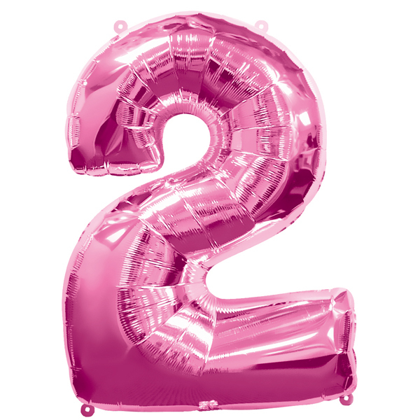 Ballon feuille chiffre 2 Rose