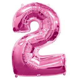 Ballon feuille chiffre 2 Rose