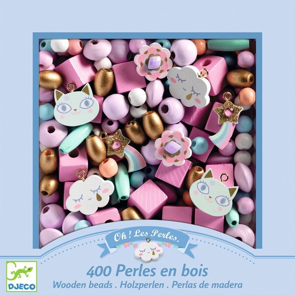 Perles en bois arc en ciel