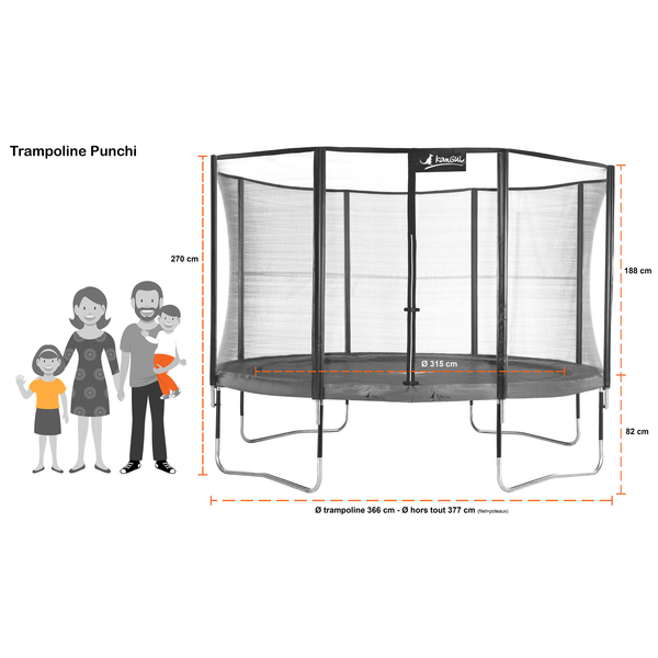 Trampoline Punchi Atoll 360 avec 3 accessoires