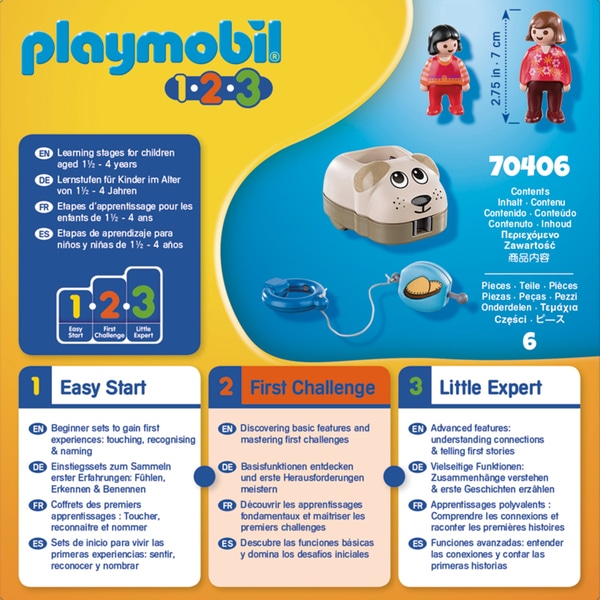 70406 - Playmobil 1.2.3 - Wagon chien
