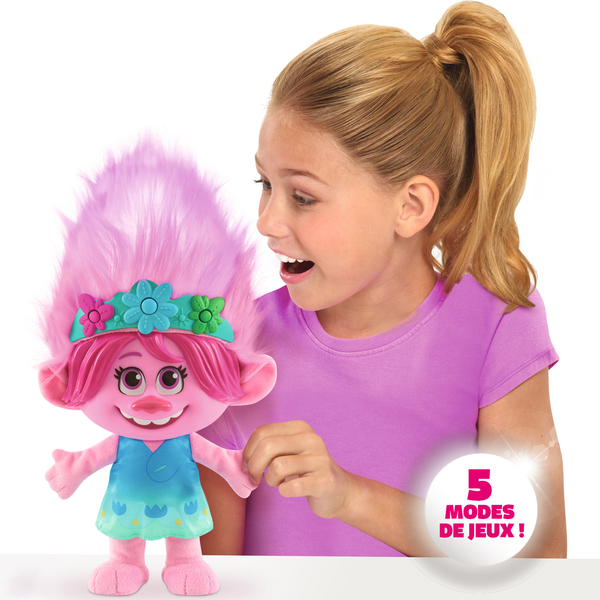 Peluche interactive Poppy cheveux multicolores 35 cm