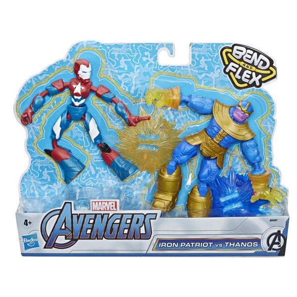 Pack 2 figurines Iron Patriot et Thanos 15 cm Bend and Flex - Marvel