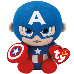 Peluche Beanie Babies Marvel - Captain America 15 cm