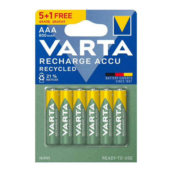 Piles rechargeables VARTA LR03 AAA 1800 mAH 5+1 gratuite