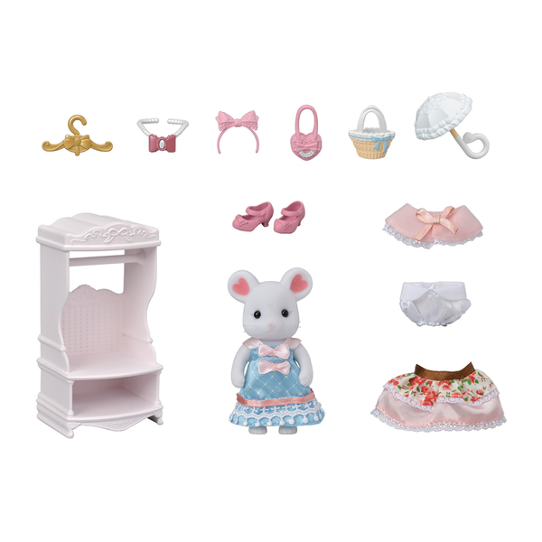 Sylvanian Families - 5540 - Grande sœur souris marshmallow et sa valisette de mode