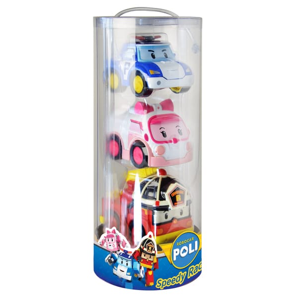 Lot de 3 voitures à friction (Poli, Ambre et Roy)- ROBOCAR POLI - 6cm