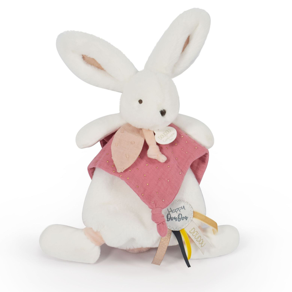 Doudou Happy Boho lapin corail