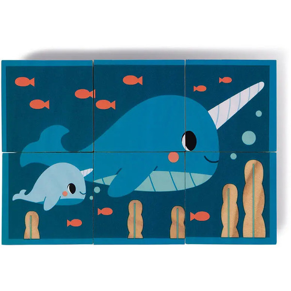 6 cubes en bois animaux WWF 