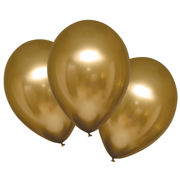 6 Ballons satin doré