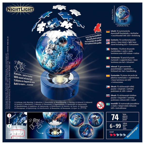 Puzzle 3D 72 pièces illuminé - Les Astronautes