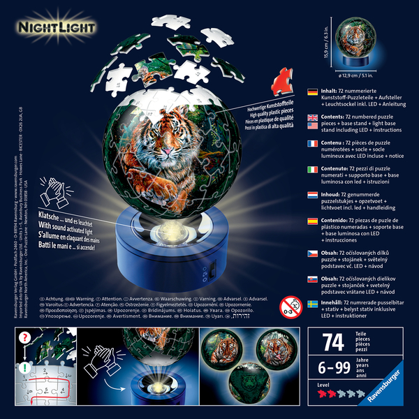 Puzzle 3D Ball Illuminé - Les Grands Félins