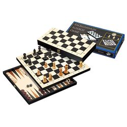 Set de voyage 3 en 1 : échecs et backgammon