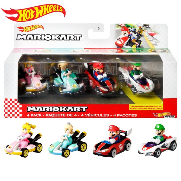 Hot Wheels - Coffrets 4 véhicules Mario Kart 