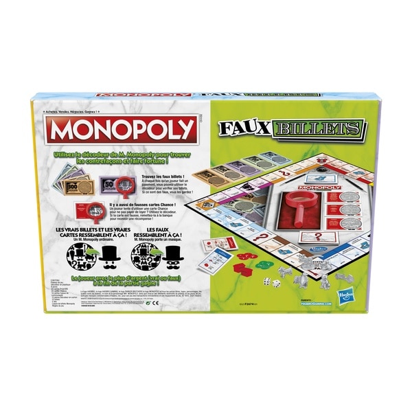 Monopoly Faux billets Hasbro Gaming : King Jouet, Jeux de plateau Hasbro  Gaming - Jeux de société