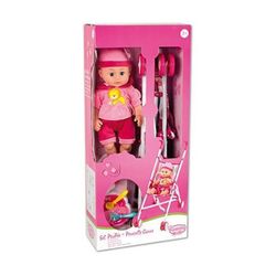 Poupon 36 cm avec poussette canne