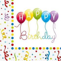 20 2 plis SERVIETTES 33x33 cm HAPPY BIRTHDAY STREAMERS