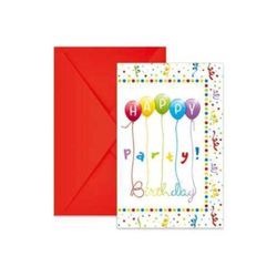 6 cartons d'invitation Happy Birthday