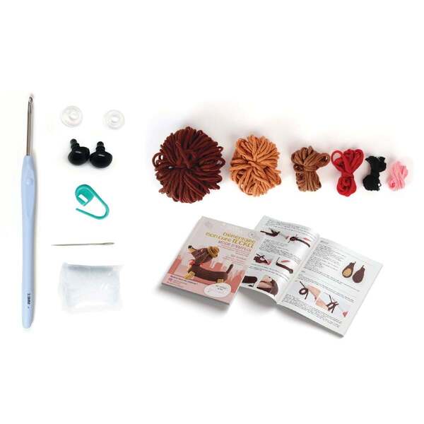 Kit DIY crochet Amigurumi - Teckel 18cm