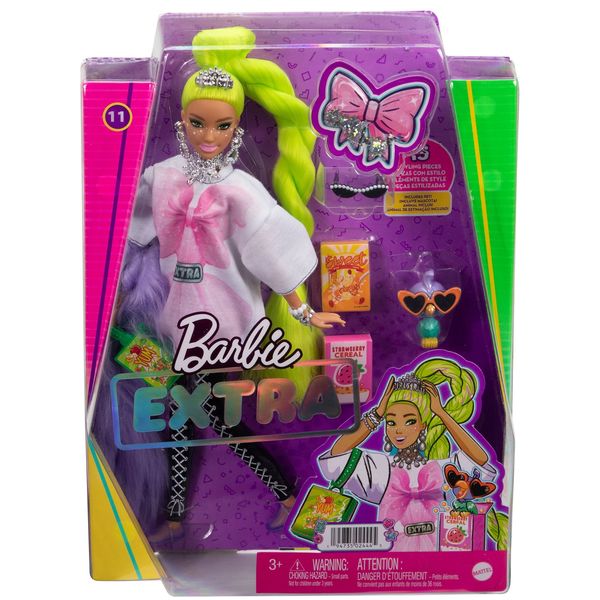 Poupée Barbie Extra natte vert fluo