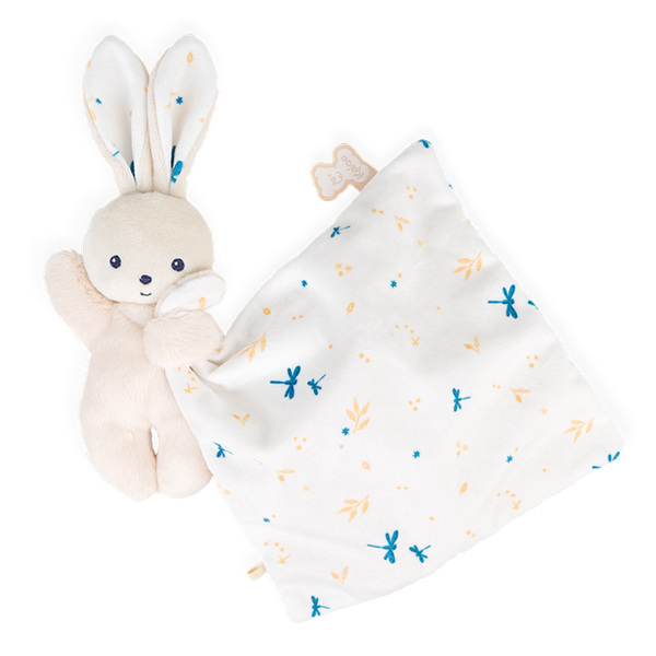 Doudou lapin carré douceur blanc délicat