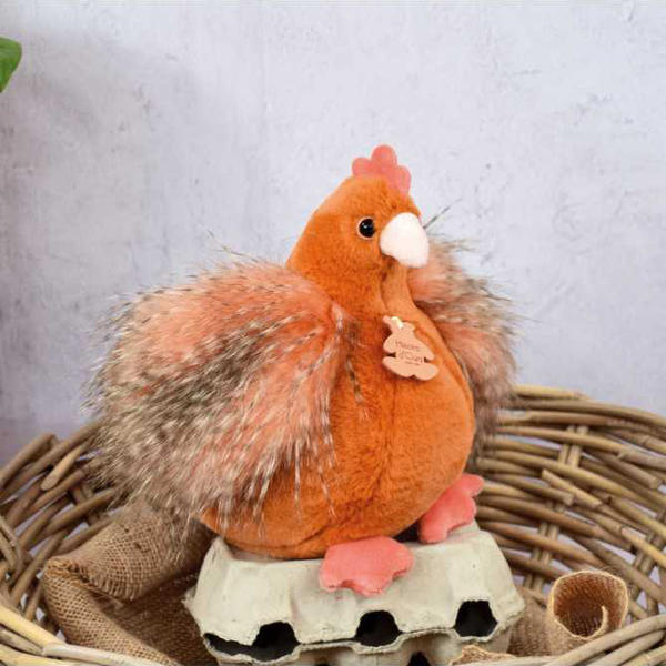 Peluche poule orange rousse