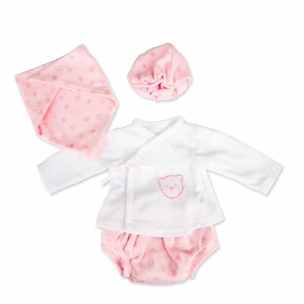 Vêtement de poupon bébé Reborn pyjama blanc et rose 40-45 cm