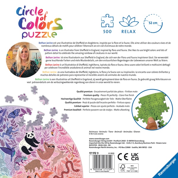 Puzzle rond 500 pièces - Animaux 