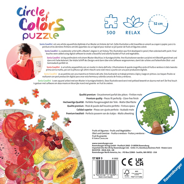 Puzzle rond 500 pièces - Fruits et légumes