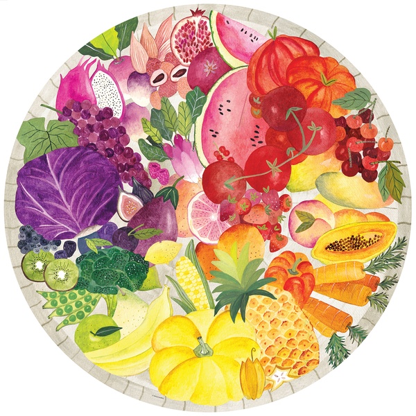 Puzzle rond 500 pièces - Fruits et légumes