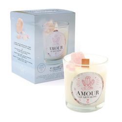 Kit DIY Lithothérapie - Bougie Amour Quartz rose