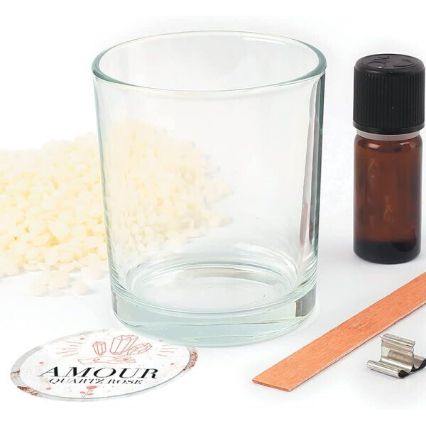 Kit DIY Lithothérapie - Bougie Amour Quartz rose
