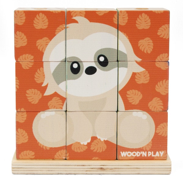 Puzzle cube en bois animaux