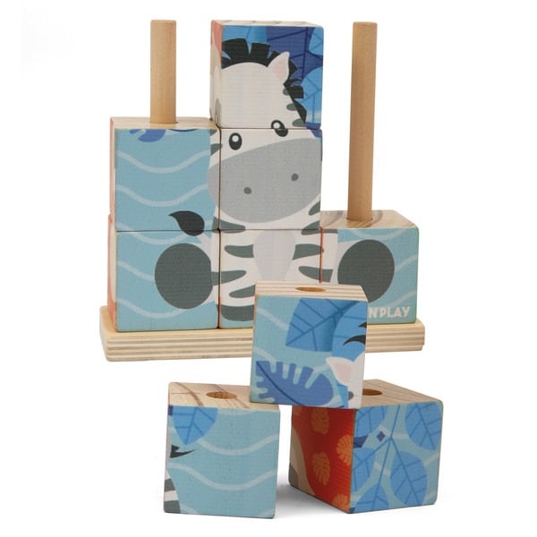 Puzzle cube en bois animaux