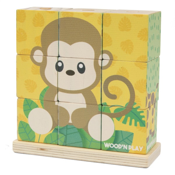 Puzzle cube en bois animaux