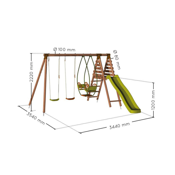 Portique en bois Narcisse avec toboggan