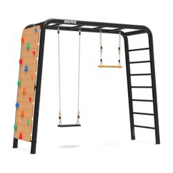 Aire de jeux Playbase Medium avec balançoire trapèze et mur d'escalade