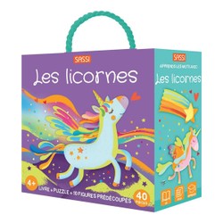 Q-box licornes - Livre avec puzzle et licornes