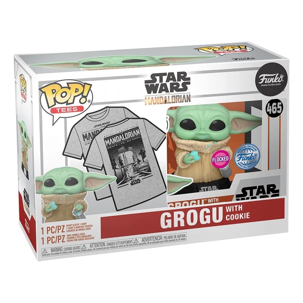 Figurine Funko Pop Grogu n°465 et T-Shirt The Mandalorian - Taille S