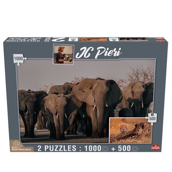 Puzzles 1000 et 500 pièces JC Pieri - Eléphants et guépards