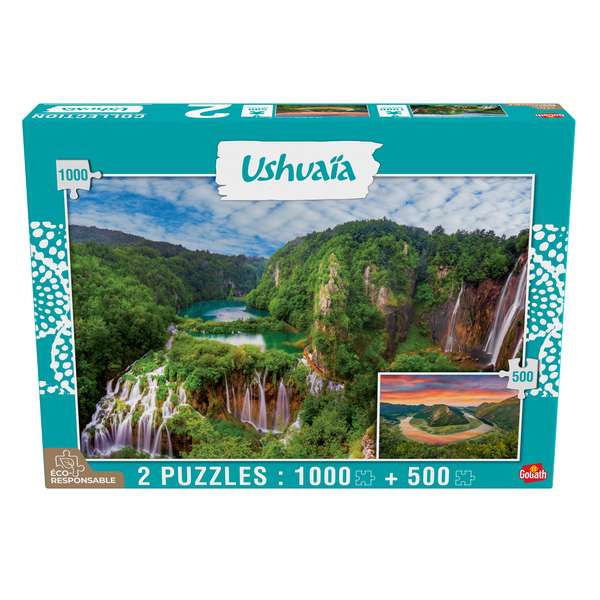 Puzzles 1000 et 500 pièces Ushuaïa - Chutes de Plitvice et lac Skadar