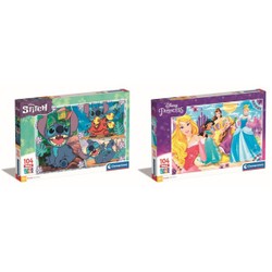 Lot de 2 puzzles 104 pièces - Disney Princesses et Stitch 