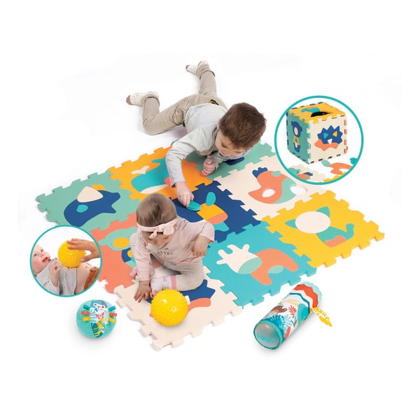 Tapis dalles animaux avec rouleau et balles