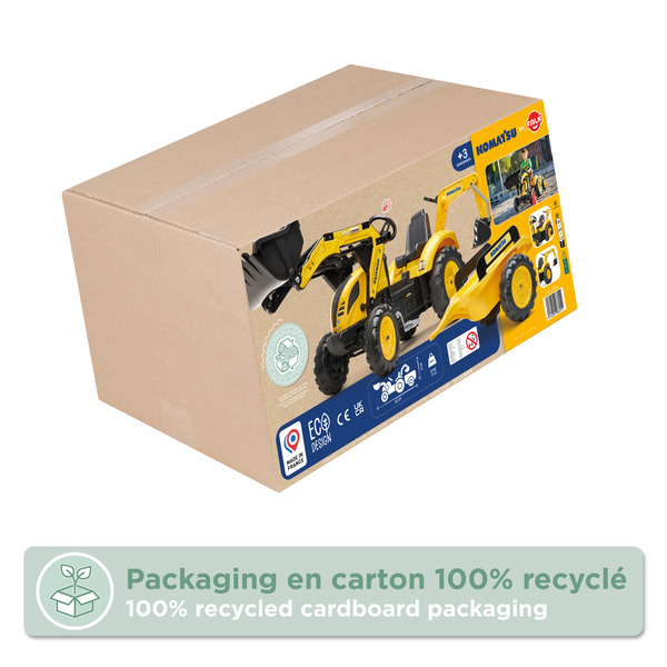 Tractopelle à pédales Komatsu WB93R avec excavatrice et remorque