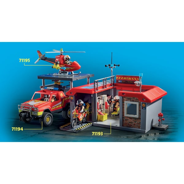 PLAYMOBIL 71193 Caserne de pompiers transportable- Les pompiers - :  : Jeux et Jouets