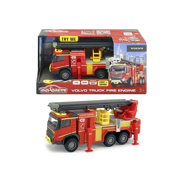 Camion pompiers échelle Volvo 19 cm - Grand Série Majorette