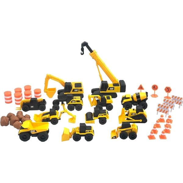 Coffret 12 véhicules et accessoires de chantier Caterpillar