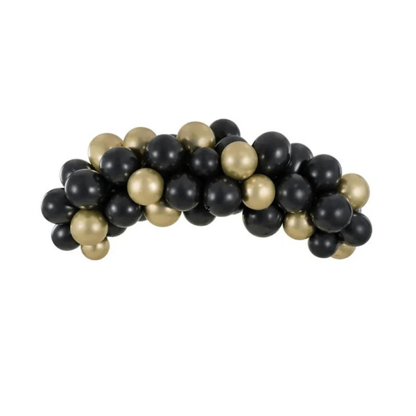 Arche de ballon noir et doré métalliques