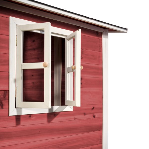 Maison en bois Loft 350 rouge avec toboggan