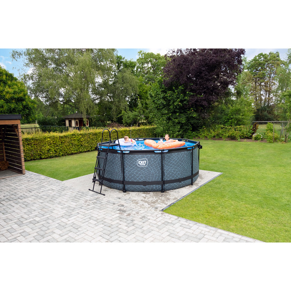 Piscine Black Leather 360x122cm avec pompe filtrante sable - noir